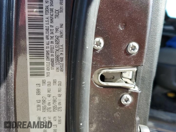 2020 Ram 1500 SLT with VIN 1C6RR6TTXLS102542, listed as a Copart auction lot 46524885 with 102,283 mi miles and Salvage title. Bid and sale history available at DreamBid. Image 12.