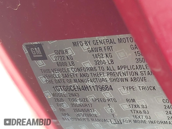 2017 GMC Canyon 4WD SLE с VIN 1GTG6CEN4H1179684, выставлен на аукционе IAAI как лот 42301671 с пробегом Не указан миль и . История ставок и продаж доступна на DreamBid. Изображение 9.