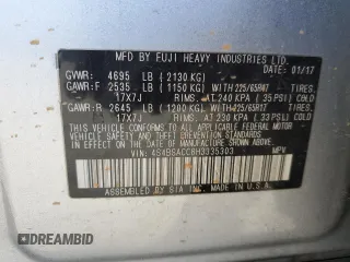 2017 Subaru Outback Premium with VIN 4S4BSACC8H3335303, listed as a Copart auction lot 58267965 with 66,651 mi miles and Salvage title. Bid and sale history available at DreamBid. Image 14.