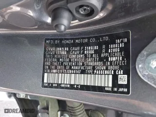 2018 Honda Civic Sedan EX-L with VIN JHMFC1F72JX044147, listed as a IAAI auction lot 42012754 with 86,264 mi miles. Bid and sale history available at carsss.com. Image 9.