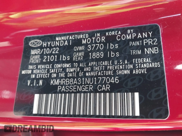 2022 Hyundai Venue SE с VIN KMHRB8A31NU177046, выставлен на аукционе IAAI как лот 41909773 с пробегом 30 719 миль миль и . История ставок и продаж доступна на DreamBid. Изображение 9.