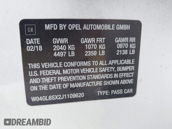 2018 Buick Regal Preferred с VIN W04GL6SX2J1109620, выставлен на аукционе IAAI как лот 41926276 с пробегом 145 371 миль миль и . История ставок и продаж доступна на DreamBid. Изображение 9.