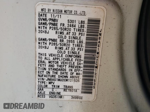 2012 Infiniti FX35 with VIN JN8AS1MU2CM121535, listed as a Copart auction lot 77134044 with 256,998 mi miles and Salvage Title. Bid and sale history available at carsss.com. Image 14.