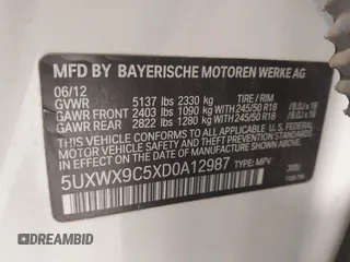 2013 BMW X3 xDrive28i with VIN 5UXWX9C5XD0A12987, listed as a IAAI auction lot 42247181 with 185,235 mi miles and . Bid and sale history available at DreamBid. Image 9.