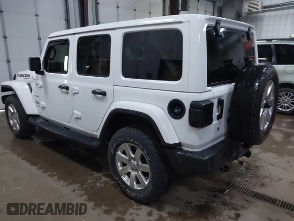 2018 Jeep Wrangler Unlimited Sahara z VIN 1C4HJXEG3JW117990, wystawiony jako IAAI lot #42290861 z przebiegiem 86 907 mil mil oraz . Historia ofert i sprzedaży dostępna na DreamBid. Obrazek 3.