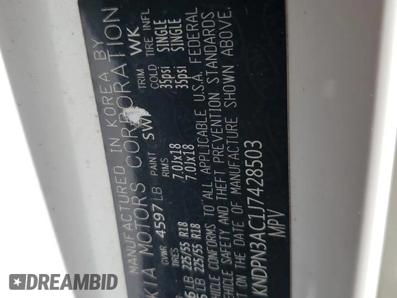 2018 Kia Sportage EX with VIN KNDPN3AC1J7428503, listed as a Copart auction lot 60965935 with 118,027 mi miles and Clean title. Bid and sale history available at DreamBid. Image 13.