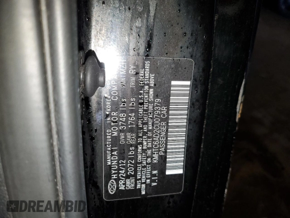 2012 Hyundai Veloster w/Gray Int с VIN KMHTC6AD2CU079379, выставлен на аукционе Copart как лот 42972695 с пробегом Не указан миль и Списание • Salvage title. История ставок и продаж доступна на DreamBid. Изображение 12.