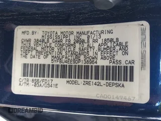 2013 Toyota Corolla L with VIN 5YFBU4EE9DP138964, listed as a IAAI auction lot 41777602 with 159,366 mi miles and . Bid and sale history available at DreamBid. Image 9.