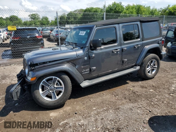 2022 Jeep Wrangler Unlimited Sahara with VIN 1C4HJXENXNW244773, listed as a Copart auction lot 59694095 with 21,871 mi miles and Salvage title. Bid and sale history available at DreamBid. Image 1.