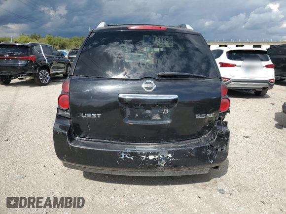 2007 Nissan Quest S with VIN 5N1BV28U87N142683, listed as a Copart auction lot 73295104 with 196,017 mi miles and Salvage Title. Bid and sale history available at carsss.com. Image 6.