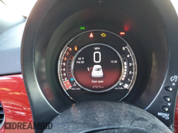 2015 FIAT 500 Turbo with VIN 3C3CFFHH4FT690327, listed as a Copart auction lot 46177695 with 47,815 mi miles and Clean Title. Bid and sale history available at carsss.com. Image 9.