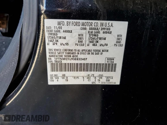 2003 Ford Super Duty F-250 XL with VIN 1FTNW21L93EB52407, listed as a Copart auction lot 70003244 with 460,149 mi miles and Salvage Title. Bid and sale history available at carsss.com. Image 12.