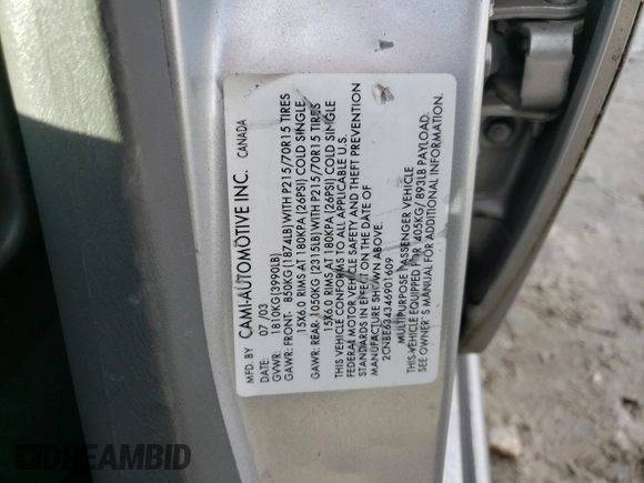 2004 Chevrolet Tracker LT z VIN 2CNBE634346901609, wystawiony jako Copart lot #86977504 z przebiegiem 59 089 mil mil oraz Szkoda całkowita • Salvage title. Historia ofert i sprzedaży dostępna na DreamBid. Obrazek 13.