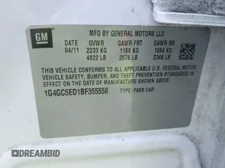 2011 Buick LaCrosse CXL with VIN 1G4GC5ED1BF355558, listed as a IAAI auction lot 41950822 with 279,381 mi miles. Bid and sale history available at carsss.com. Image 9.