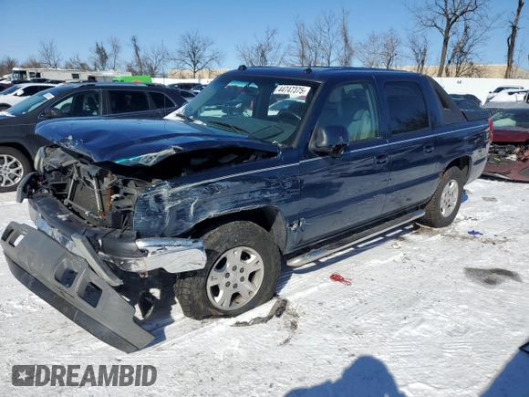 2005 Chevrolet Avalanche Z71 with VIN 3GNEK12Z25G288194, listed as a Copart auction lot 44747375 with 211,284 mi miles and Salvage Title. Bid and sale history available at carsss.com. Image 1.