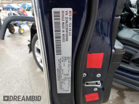 2021 Jeep Compass Limited with VIN 3C4NJDCBXMT602906, listed as a Copart auction lot 47918215 with 70,784 mi miles and Salvage Title. Bid and sale history available at DreamBid. Image 15.