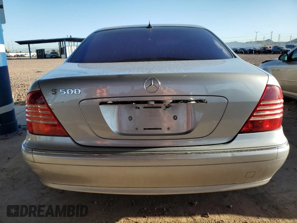 2001 Mercedes-Benz S-Class with VIN WDBNG75JX1A147190, listed as a Copart auction lot 68037254 with 0 mi miles and Salvage Title. Bid and sale history available at carsss.com. Image 6.