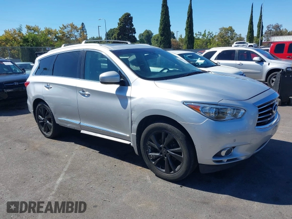 2013 Infiniti JX35 with VIN 5N1AL0MMXDC345352, listed as a IAAI auction lot 40145431 with 105,286 mi miles and . Bid and sale history available at DreamBid. Image 1.