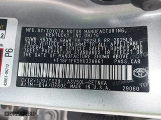 2017 Toyota Camry XLE with VIN 4T1BF1FK5HU328861, listed as a IAAI auction lot 42037394 with 163,589 mi miles. Bid and sale history available at carsss.com. Image 9.