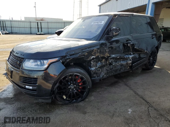2015 Land Rover Range Rover Supercharged with VIN SALGS3TF7FA209810, listed as a Copart auction lot 44446255 with 91,279 mi miles and Salvage title. Bid and sale history available at DreamBid. Image 1.