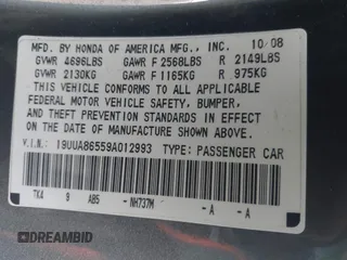 2009 Acura TL Tech with VIN 19UUA86559A012993, listed as a IAAI auction lot 41513941 with 151,680 mi miles. Bid and sale history available at carsss.com. Image 9.