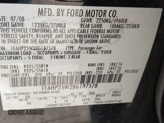 2008 Ford Taurus Limited z VIN 1FAHP25W28G187578, wystawiony jako IAAI lot #42165575 z przebiegiem 196 098 mil mil oraz . Historia ofert i sprzedaży dostępna na DreamBid. Obrazek 9.