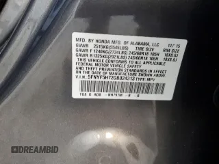2016 Honda Pilot EX-L with VIN 5FNYF5H72GB024313, listed as a Copart auction lot 49960475 with 81,437 mi miles and Salvage Title. Bid and sale history available at carsss.com. Image 15.