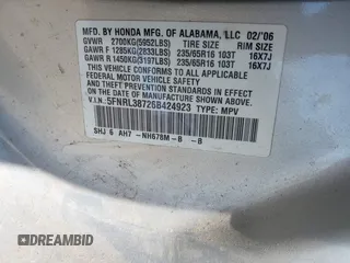 2006 Honda Odyssey EX-L with VIN 5FNRL38726B424923, listed as a IAAI auction lot 42099212 with 171,749 mi miles. Bid and sale history available at carsss.com. Image 9.