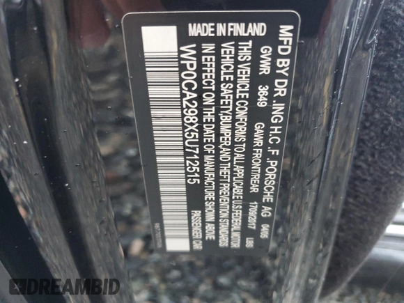 2005 Porsche Boxster z VIN WP0CA298X5U712515, wystawiony jako Copart lot #74030354 z przebiegiem Nie podano mil oraz Szkoda całkowita • Salvage title. Historia ofert i sprzedaży dostępna na DreamBid. Obrazek 13.