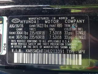 2017 Hyundai Santa Fe SE z VIN KM8SMDHF1HU213391, wystawiony jako IAAI lot #42415929 z przebiegiem 202 056 mil mil oraz . Historia ofert i sprzedaży dostępna na DreamBid. Obrazek 9.