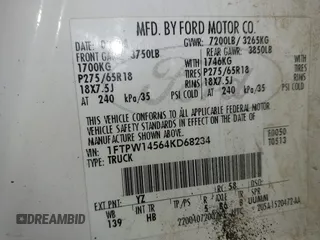 2004 Ford F-150 XLT with VIN 1FTPW14564KD68234, listed as a IAAI auction lot 41838366 with 187,953 mi miles. Bid and sale history available at carsss.com. Image 9.