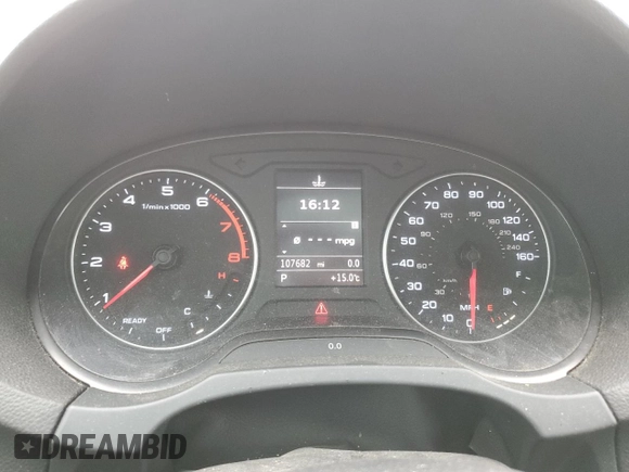 2016 Audi A3 Premium with VIN WAUB8GFF9G1002160, listed as a Copart auction lot 54538035 with 107,682 mi miles and Salvage Title. Bid and sale history available at DreamBid. Image 9.