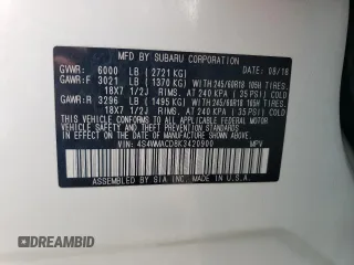 2019 Subaru Ascent Premium with VIN 4S4WMACD8K3420900, listed as a Copart auction lot 54334665 with 71,118 mi miles and Salvage title. Bid and sale history available at DreamBid. Image 14.
