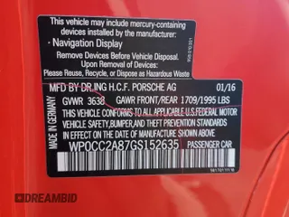 2016 Porsche Boxster Spyder z VIN WP0CC2A87GS152635, wystawiony jako Copart lot #69465204 z przebiegiem 30 807 mil mil oraz Szkoda całkowita • Salvage title. Historia ofert i sprzedaży dostępna na DreamBid. Obrazek 12.