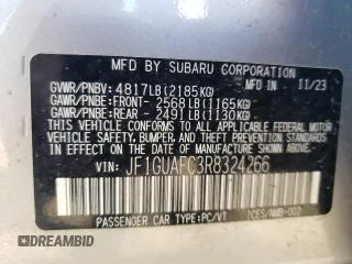 2024 Subaru Impreza Sport with VIN JF1GUAFC3R8324266, listed as a Copart auction lot 64261924 with 2,862 mi miles and Salvage Title. Bid and sale history available at carsss.com. Image 12.