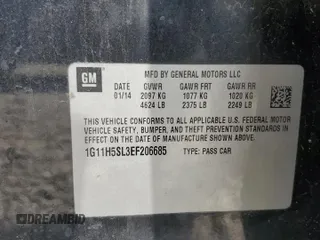 2014 Chevrolet Malibu LTZ with VIN 1G11H5SL3EF206685, listed as a Copart auction lot 52610525 with 158,491 mi miles and Salvage Title. Bid and sale history available at DreamBid. Image 12.