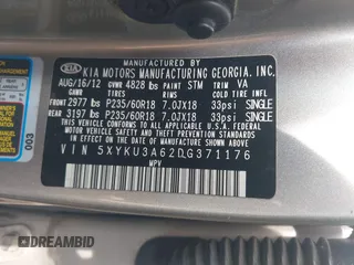 2013 Kia Sorento EX с VIN 5XYKU3A62DG371176, выставлен на аукционе IAAI как лот 42469423 с пробегом 199 505 миль миль и . История ставок и продаж доступна на DreamBid. Изображение 9.