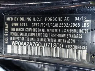 2012 Porsche Panamera with VIN WP0AA2A76CL071800, listed as a IAAI auction lot 41978778 with 125,092 mi miles. Bid and sale history available at carsss.com. Image 9.