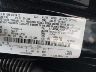 2018 Ford Focus SE with VIN 1FADP3F2XJL254280, listed as a IAAI auction lot 42138056 with 109,667 mi miles and . Bid and sale history available at carsss.com. Image 9.