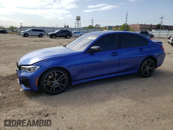 2021 BMW 3 Series M340i xDrive with VIN 3MW5U9J03M8B55096, listed as a Copart auction lot 73433514 with 49,381 mi miles and Salvage Title. Bid and sale history available at carsss.com. Image 1.