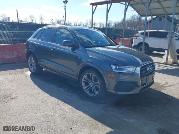 2018 Audi Q3 Premium with VIN WA1ECCFS0JR028296, listed as a IAAI auction lot 41547417 with 75,798 mi miles. Bid and sale history available at carsss.com. Image 1.