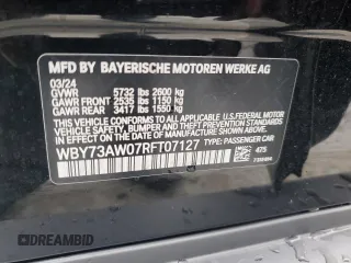 2024 BMW i4 eDrive40 with VIN WBY73AW07RFT07127, listed as a Copart auction lot 79695854 with 2,996 mi miles and Salvage Title. Bid and sale history available at carsss.com. Image 12.