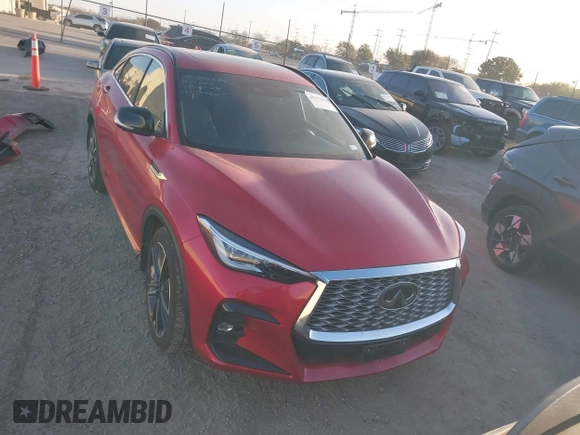 2023 Infiniti QX55 Essential with VIN 3PCAJ5KR1PF109377, listed as a IAAI auction lot 41172660 with 32,695 mi miles and . Bid and sale history available at DreamBid. Image 13.