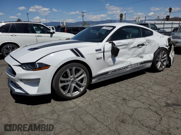2022 Ford Mustang GT with VIN 1FA6P8CF9N5136633, listed as a Copart auction lot 51869985 with 34,974 mi miles and Salvage Title. Bid and sale history available at carsss.com. Image 1.
