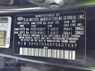 2015 Kia Sorento LX with VIN 5XYKTDA60FG607237, listed as a IAAI auction lot 41690678 with 114,380 mi miles. Bid and sale history available at carsss.com. Image 9.