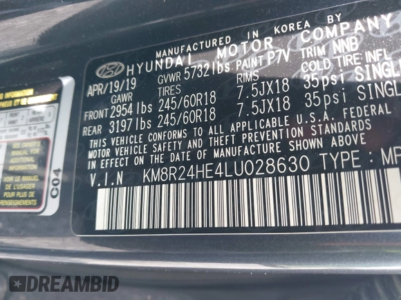 2020 Hyundai Palisade SEL z VIN KM8R24HE4LU028630, wystawiony jako IAAI lot #42189024 z przebiegiem 116 653 mil mil oraz . Historia ofert i sprzedaży dostępna na DreamBid. Obrazek 9.
