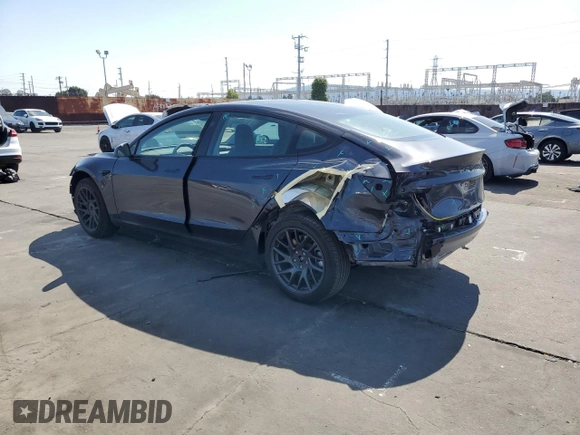 2025 Tesla Model 3 Long Range with VIN 5YJ3E1EA6SF908074, listed as a Copart auction lot 54786175 with 3,998 mi miles and Salvage title. Bid and sale history available at DreamBid. Image 2.