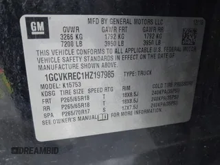2017 Chevrolet Silverado 1500 LT with VIN 1GCVKREC1HZ197985, listed as a IAAI auction lot 42248714 with 142,123 mi miles and . Bid and sale history available at DreamBid. Image 9.