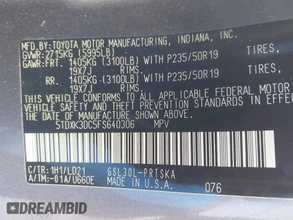 2015 Toyota Sienna SE с VIN 5TDXK3DC5FS640306, выставлен на аукционе IAAI как лот 42109088 с пробегом 162 383 миль миль и . История ставок и продаж доступна на DreamBid. Изображение 9.