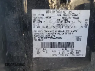 2005 Ford F-150 STX with VIN 1FTRX12W95NA75834, listed as a Copart auction lot 46849285 with 182,546 mi miles and Salvage Title. Bid and sale history available at carsss.com. Image 12.